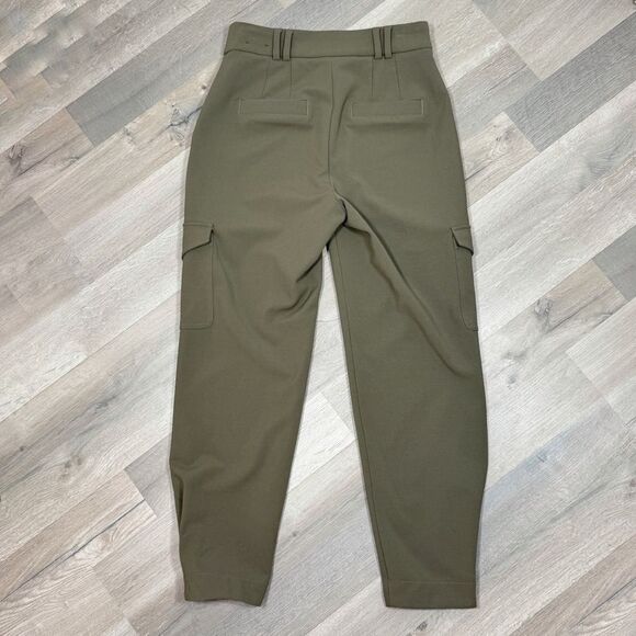 Express Super High Rise Pleated Ankle Cargo Utility Pants Olive Khaki Green 6 - Picture 7 of 16
